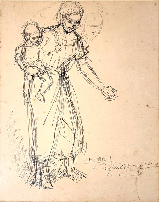 Mother and Child by Cesar Amorsolo